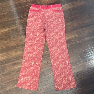 Vintage 90s Metrostyle Women's Red and Cream pants with red leather accents